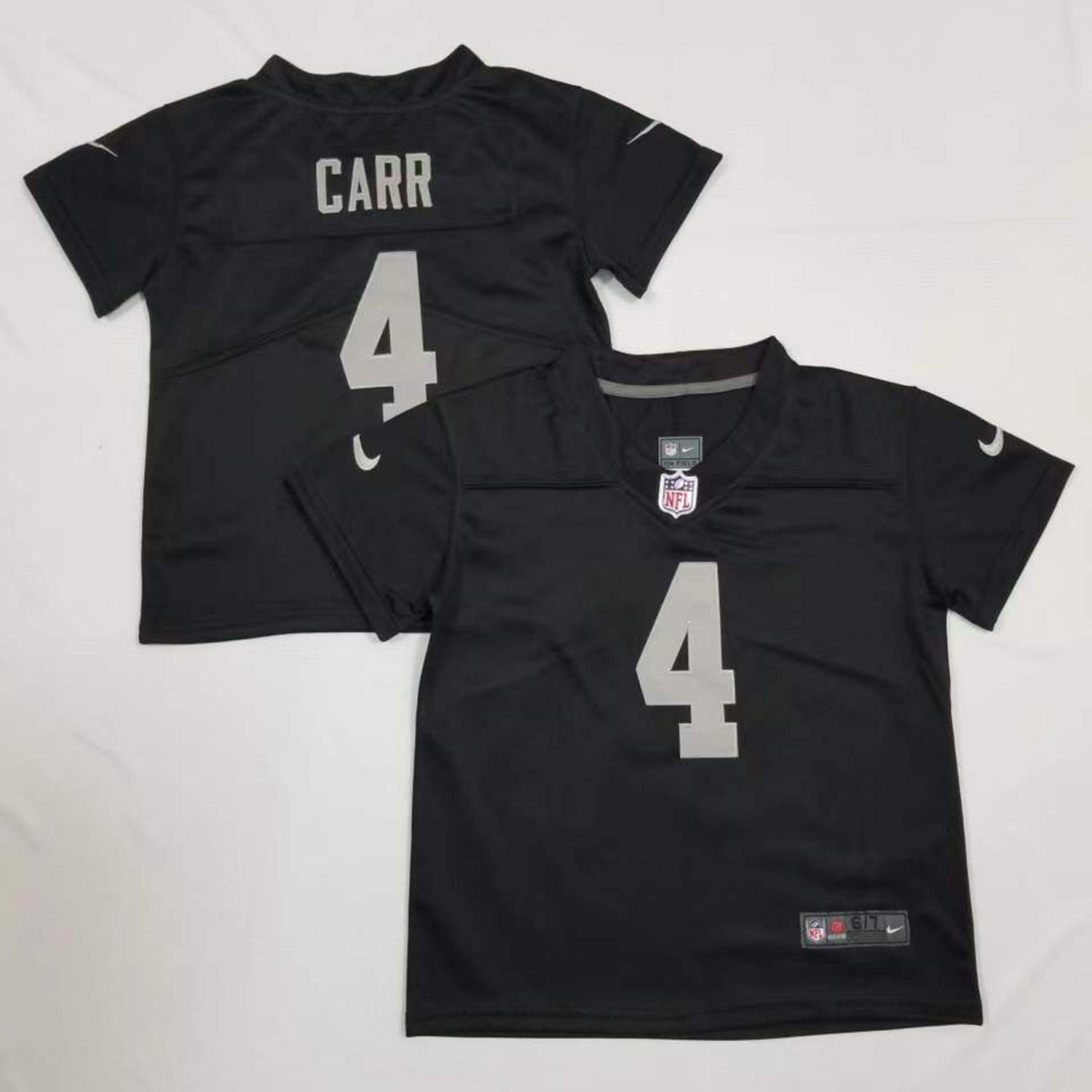 Toddler Nike Raiders #4 Derek Carr Black Team Color Stitched NFL Vapor Untouchable Jersey